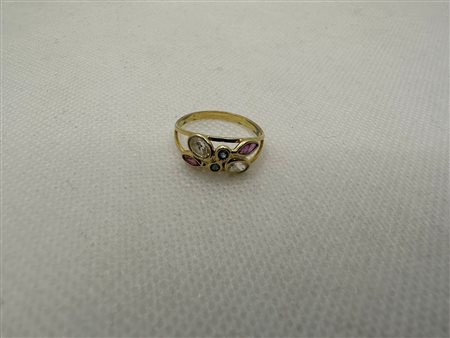 ANELLO IN ORO 18K CON PIETRE COLORATE MISURA 13 GRAMMI 1,9 - AU22