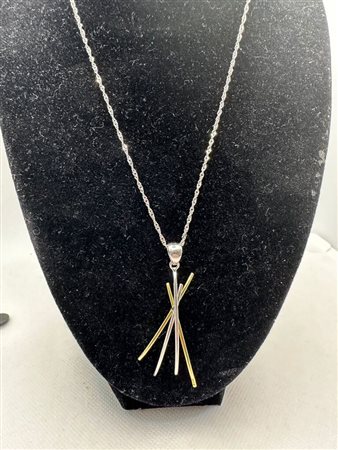 CATENINA IN ORO BIANCO E GIALLO 18K INCROCIATI LUNGA 50 CM GRAMMI 5,6 - AU30