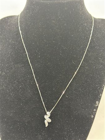 CATENINA MARCA BLISS IN ORO BIANCO 18K CON CIONDOLO A SPIRALE CON DIAMANTI...