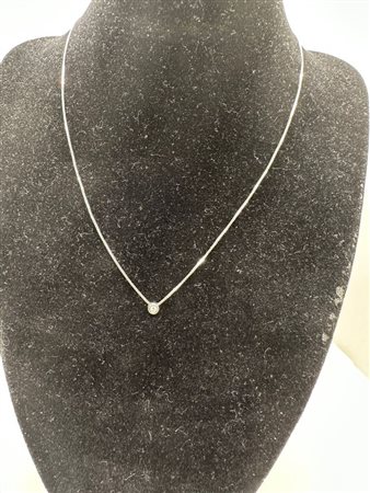 CATENINA IN ORO BIANCO 18K CON ZIRCONE GRAMMI 2,2 - AU33