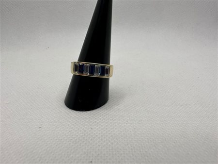 ANELLO IN ORO CON ZIRCONI E PIETRE BLU IN ORO 18 K 5,5 GRAMMI – MISURA 19 –...