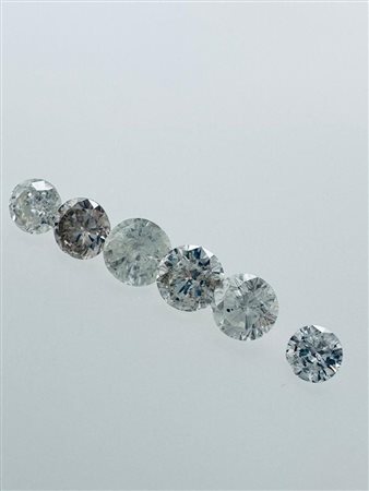 6 DIAMANTI 2,03 CT COLORE F-K - PUREZZA I2-3 - TAGLIO BRILLANTE - CERTIFICATO...