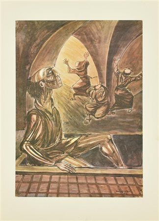 Giuseppe Migneco APPARIZIONE riproduzione fotolitografica, cm 47x32 firma e...