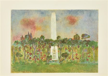 Giovanni Omiccioli GIARDINO riproduzione fotolitografica, cm 32x47 firma in...
