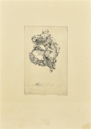 Abacuc DECOLLO acquaforte su carta, battuta cm 24x14,7, su foglio cm 50x35;...