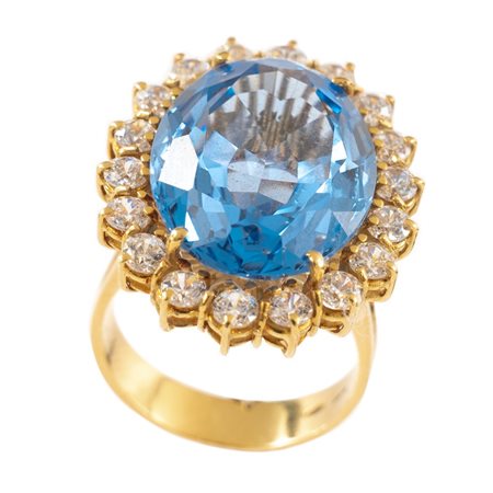 ANELLO in oro giallo 18 KT con pietre di sintesi