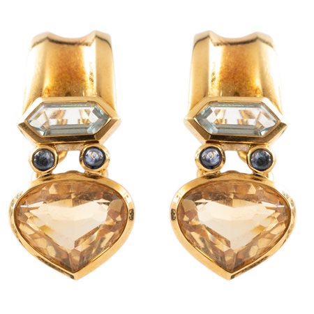 ORECCHINI in oro giallo 18 KT con pietre semipreziose