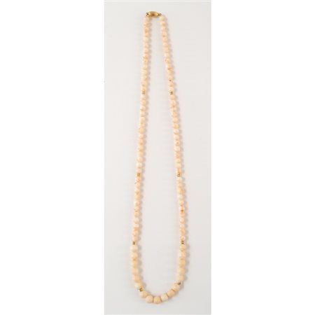 COLLANA in corallo rosa a degradare, susta in oro 18 KT