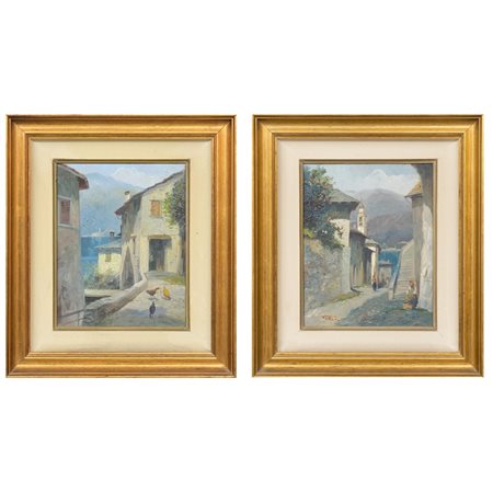 PITTORE DEL XX SECOLO 
Scorci cittadini 
Coppia oli