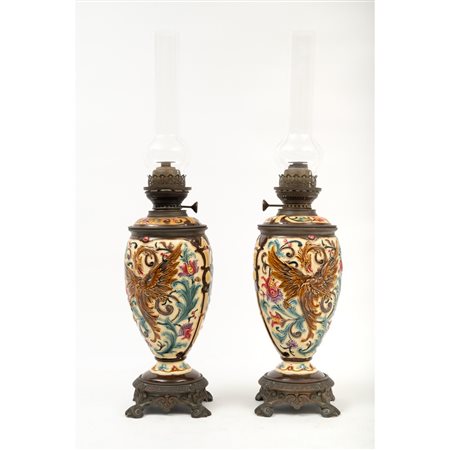 COPPIA LUMI a petrolio in ceramica smaltata