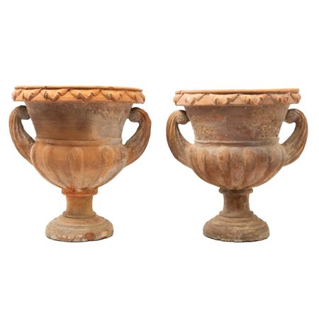 COPPIA VASI a cratere in terracotta