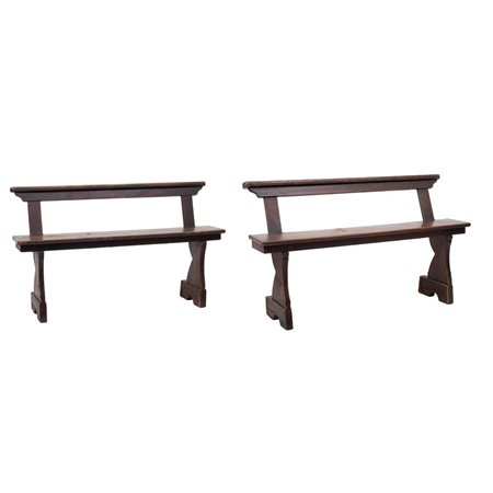 MANIFATTURA ITALIANA DEL XIX SECOLO, Coppia di panche