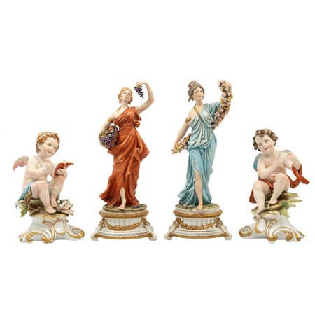 PORCELLANA TICHE, Quattro sculture in biscuit