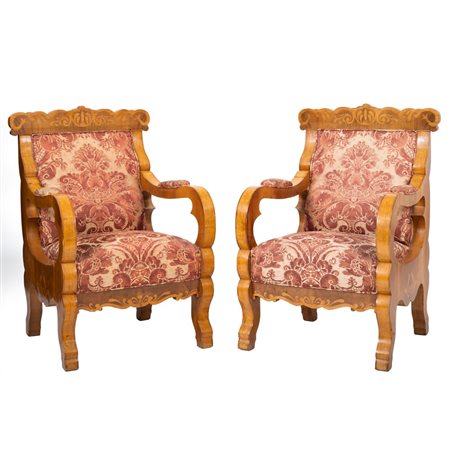 MANIFATTURA AUSTRIACA DEL XIX SECOLO, Coppia di poltrone