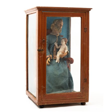Scultura in cera raffigurante "San Giuseppe con Bambinello"