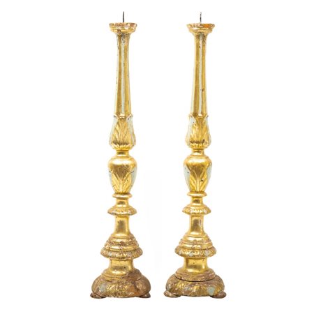 MANIFATTURA SICILIANA DEL XIX SECOLO, Coppia torcieri