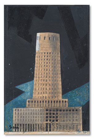 MARIO SIRONI "Studio per illustrazione" 1930 circa
tempera e matita su carta app