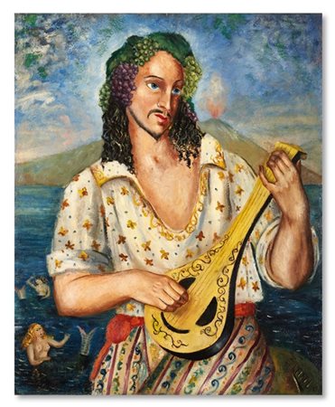 LEONOR FINI "Uomo con mandolino" 1927
olio su tavola
cm 80x65
Firmato e datato 2