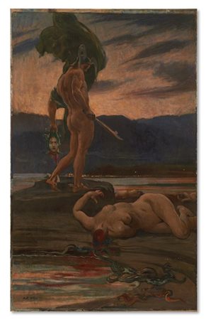 ANTONIO RIZZI "Medusa decapitata" 
olio su tela
cm 135x84
Firmato in basso a sin