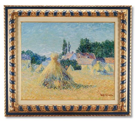 GUSTAVE LOISEAU "Paysage, les meules ou Champ de blé" 1925
olio su tela
cm 54x65