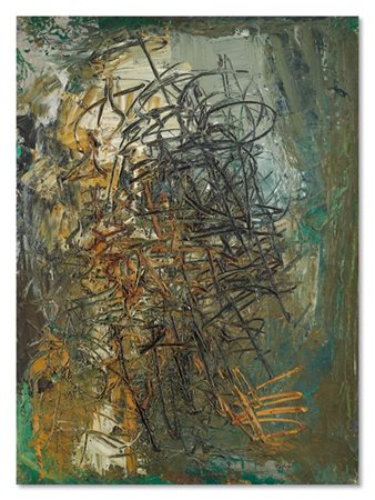 Alfredo Chighine "Forme su fondo grigio" 1957
olio su tela
cm 100x73
Firmato e d