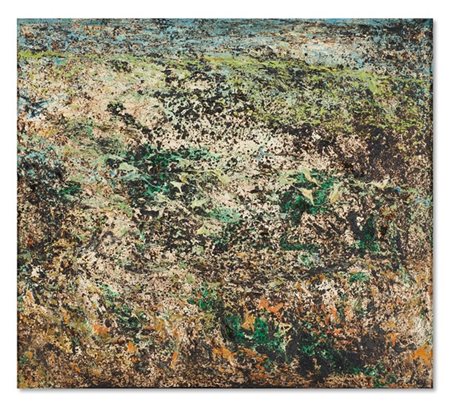 Enrico Baj "In quella zona le rocce si mescolavano all'erba" 1957
olio su tela
c