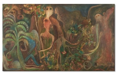 Manuel Mendive "Composition aux personnages" 1989
olio su tela
cm 151,5x250,5
Fi