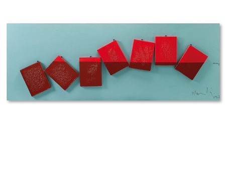 Aldo Mondino "A 160 cm da terra" 1967-68smalto su tele e olio su pannello ligne