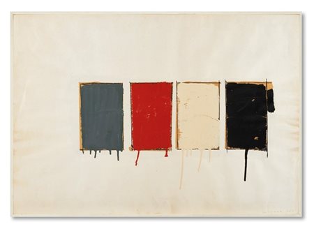 Mario Schifano "Senza titolo" 1961
smalto, grafite e collage su carta
cm 68,5x98