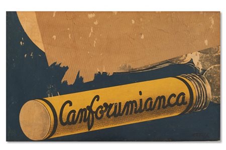 Mimmo Rotella "Canforumianca" 1963décollage su telacm 33,3x55Firmato in basso