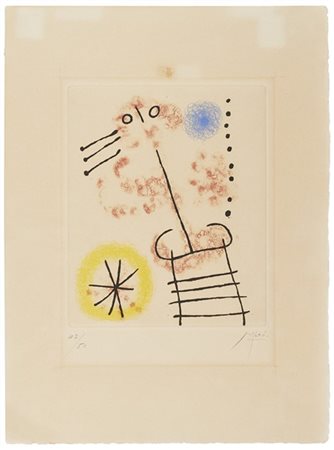Joan Miró "Feuilles éparses" 1965
acquaforte acquatinta
lastra cm 20,5x17; fogli