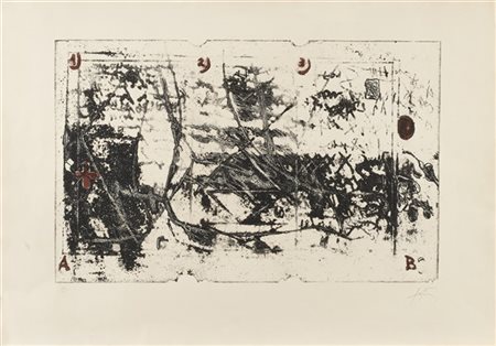 Antoni Tapies "1 2 3" (1975)
acquaforte a colori
lastra cm 43x69; foglio cm 63x9