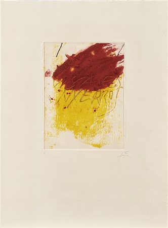 Antoni Tapies "From: "La clau del foc"" 1973
acquaforte a colori
lastra 29x21,5c