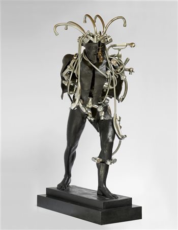 FERNANDEZ ARMAN "Monsieur Teste" 1995
transculpture, bronzo, rubinetti, acciaio