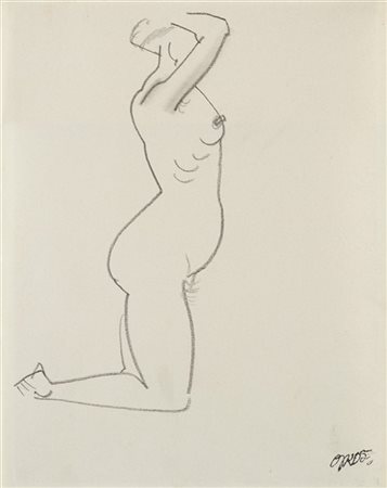 GEORGE GROSZ "Nudo in ginocchio" 1915
carboncino su carta
cm 28,5x22,5
Firmato i
