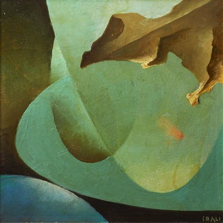 Tullio Crali "Volo mediterraneo" 1964
olio su cartoncino
cm 14x15
Firmato in bas