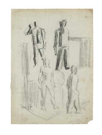 Mario Sironi "Studi di figure" 1932 circa
matita grassa su carta
cm 32,7x23,2
Fi