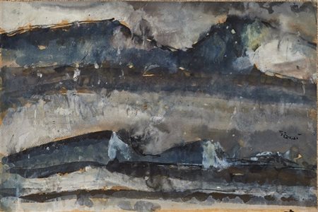 Mario Sironi "Montagne" prima metà anni '50 
tempera, china e matita su carta in