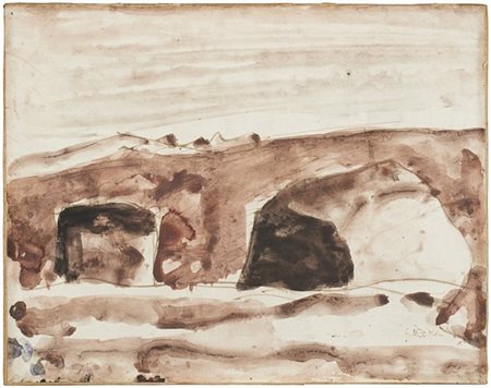 Mario Sironi "Paesaggio" 1952 circa
tempera, tempera diluita e china acquerellat