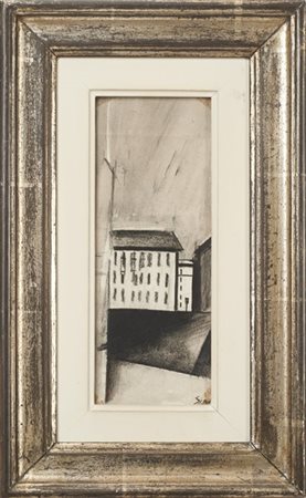 Mario Sironi "Paesaggio urbano" 1924 circa
tecnica mista su carta
cm 23,9x9,5
al