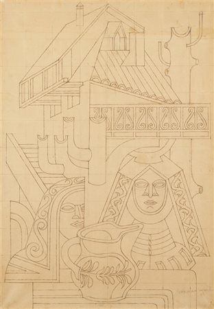 Fortunato Depero "Caraffa paesana" 1947
matita e china su carta intelata
cm 100x