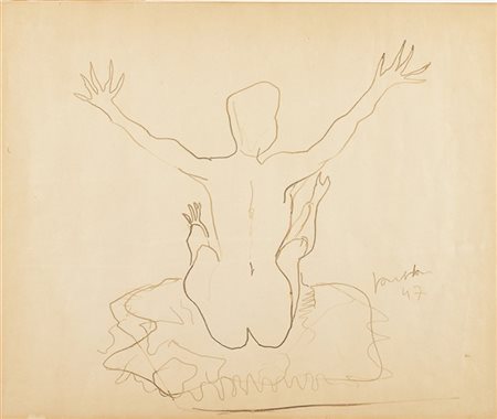 Lucio Fontana "Nudo femminile di schiena" 1947
inchiostro su carta
cm 36,4x43,5