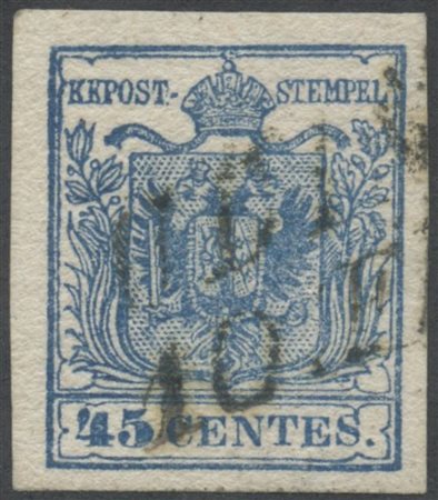 1855, 45c. N.12d Oltremare Grigiastro Chiaro. (A+)