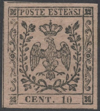 1852, 10c. N.2 Rosa nuovo con gomma, linguellato. (A+) (Cat.1.200)