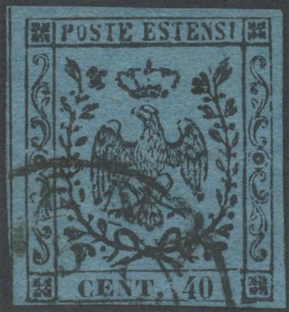 1852, 40c. N.5 Celeste, usato. (A) (E. Diena, A. Diena)