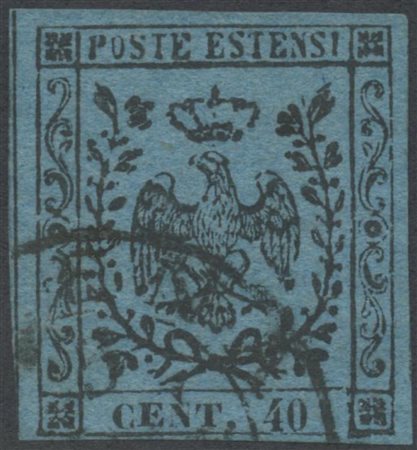 1852, 40c. N.5 Celeste, usato. (A) (E. Diena, A. Diena)