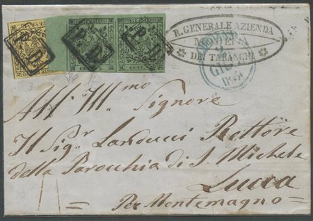 2.6.1856, Lettera da Modena per Lucca affrancata per 25 centesimi tramite un...