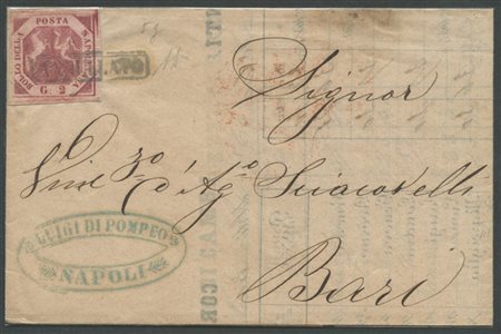 30.12.1860, lettera da Napoli diretta a Bari affrancata tramite un 2gr....