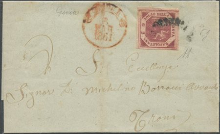 03.03.1861, Lettera da Goja per Trani affrancata con un 2gr. N.7f Carminio...