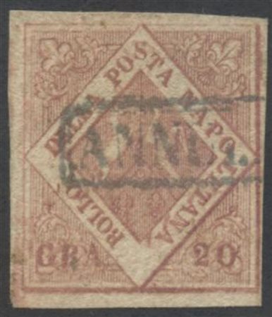 1858, 20gr Rosa Brunastro N.12, usato. (A+) (A.Diena)